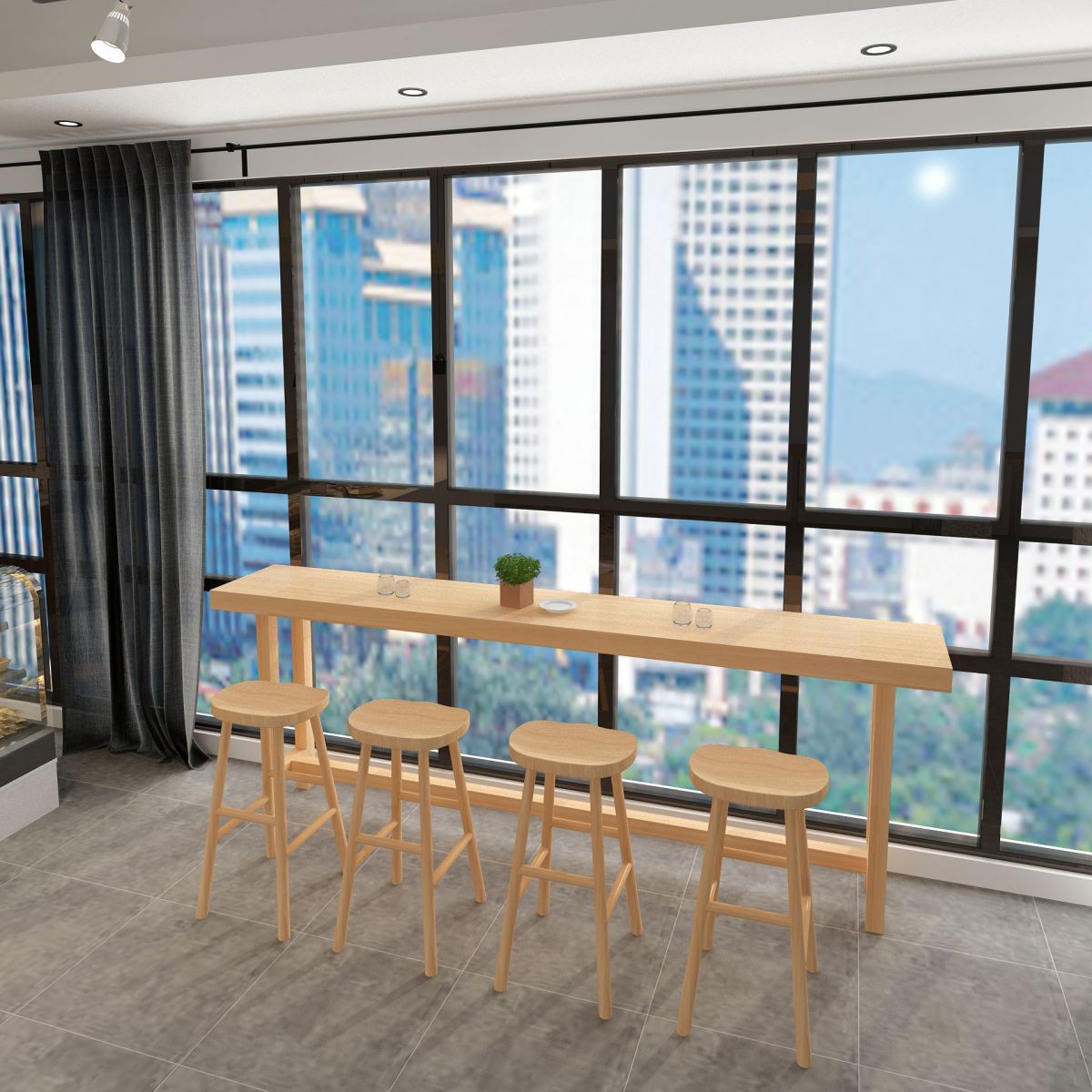 Industrial Style Light Brown Bar Table Solid Wood Milk Tea Shop Casual Bar Table Clearhalo 'Bar Furniture' 'Bar Tables' 'bar_tables' 'furn' 'furn_bar_tables' 'Furniture' 'furniture_bar_tables' 'Kitchen & Dining Furniture' 1200x1200_022ad0c7-ec9c-45d1-808c-5a9d658d1469