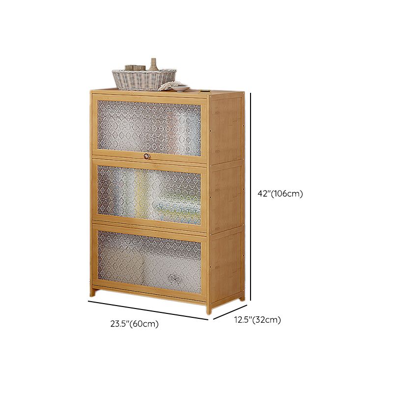 Contemporary Wood Accent Cabinet Rectangle Storage Cabinet with Glass Top