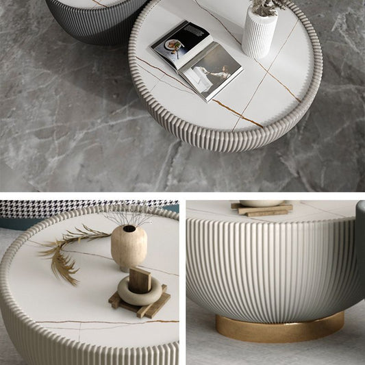 Lussuoso tavolo da cocktail di caffè piedistallo ardesia in bianco e grigio