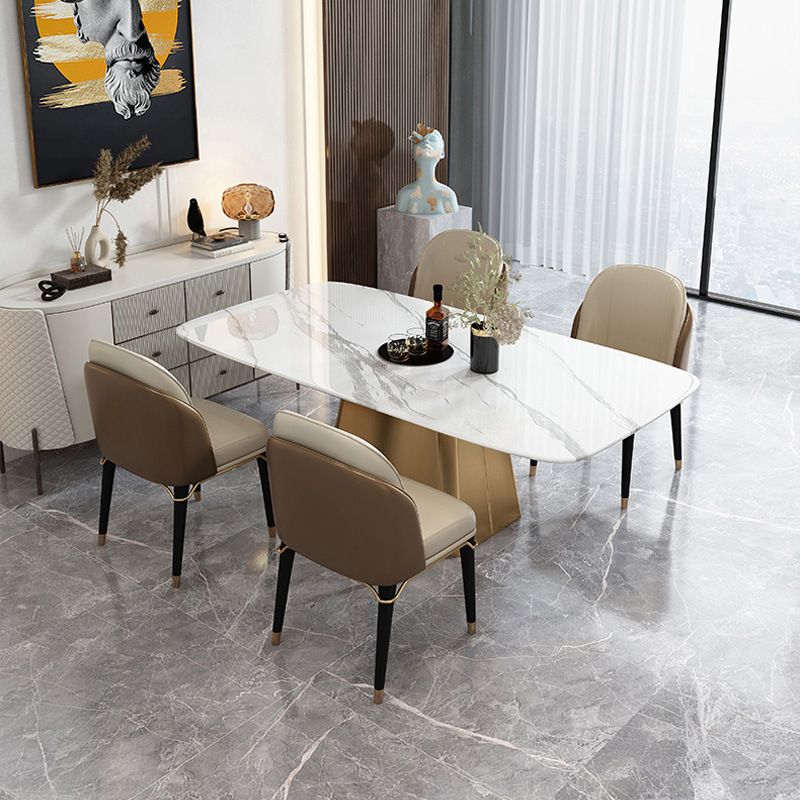 Glam -stijl rechthoekige tafel ingesteld 1/4/5/7 stukken dinerset voor thuisgebruik