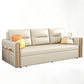 Beige 31.49 "divano letto largo glam divano in pelle finta con cuscino incluso
