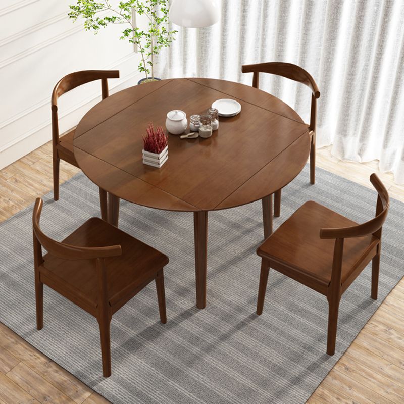 Round Home Kitchen Dinner Furniture Drop Leaf Rubberwood Solid Wood Dining Table Clearhalo 'Dining Tables & Seating' 'Dining Tables' 'dining_table' 'furn' 'furn_dining_table' 'Furniture' 'Kitchen & Dining Furniture' 1200x1200_022d30b0-6908-4feb-a9bb-bcc3e96e8613