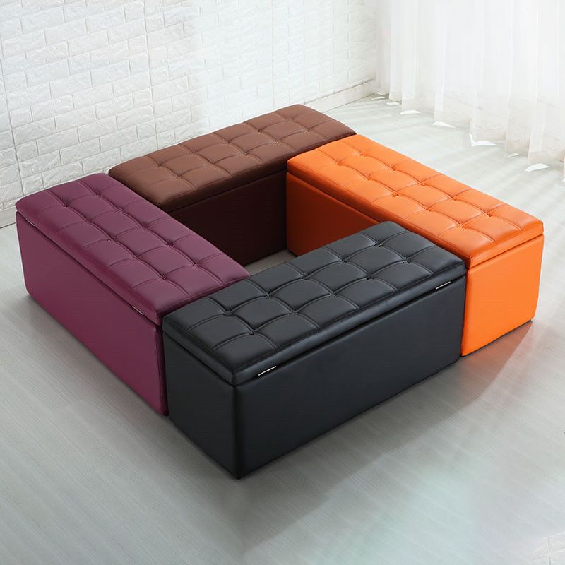 Modern Pouf Ottoman Faux Leather Upholstered Tufted Rectangle Ottoman with Storage Clearhalo 'furn' 'furn_ottomans_poufs' 'Furniture' 'Living Room Furniture' 'Ottomans & Poufs' 'ottomans_poufs' 1200x1200_022dae1c-05eb-49aa-bb35-16db1a8d17a3