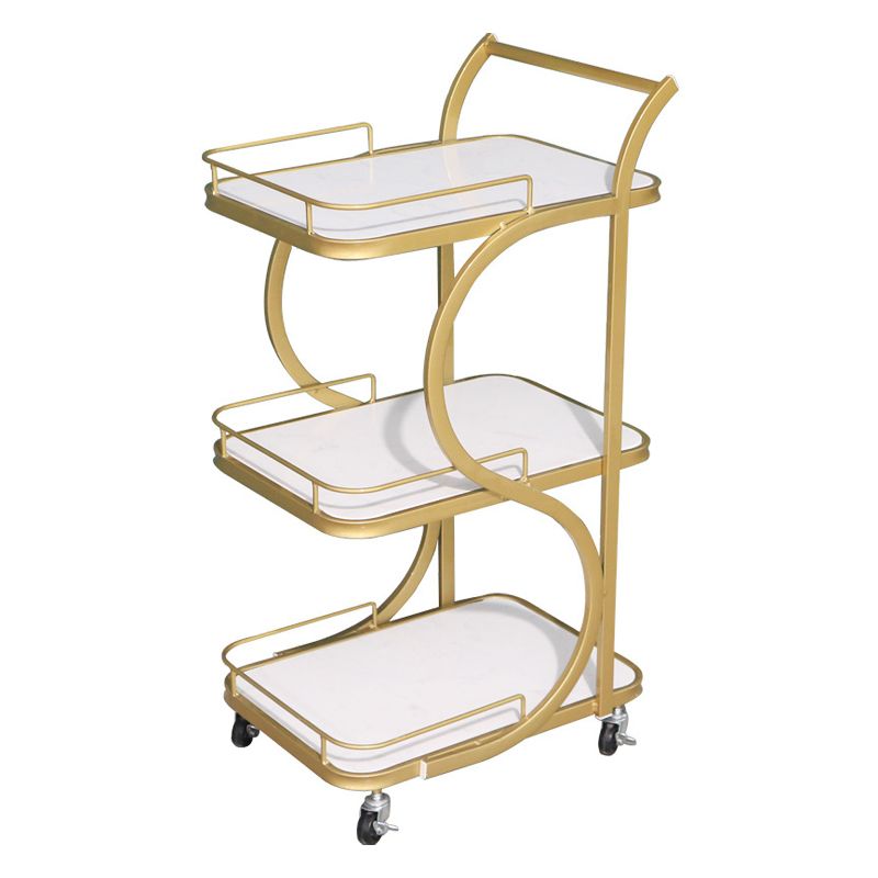 Modern Style Metal Prep Table Rolling Marble Prep Table with Open Storage Clearhalo 'furn' 'furn_kitchen_islands_carts' 'Furniture' 'Kitchen & Dining Furniture' 'Kitchen Islands & Carts' 'kitchen_islands_carts' 1200x1200_022f4cf6-66a2-4008-84a7-7eaaf1a2271c