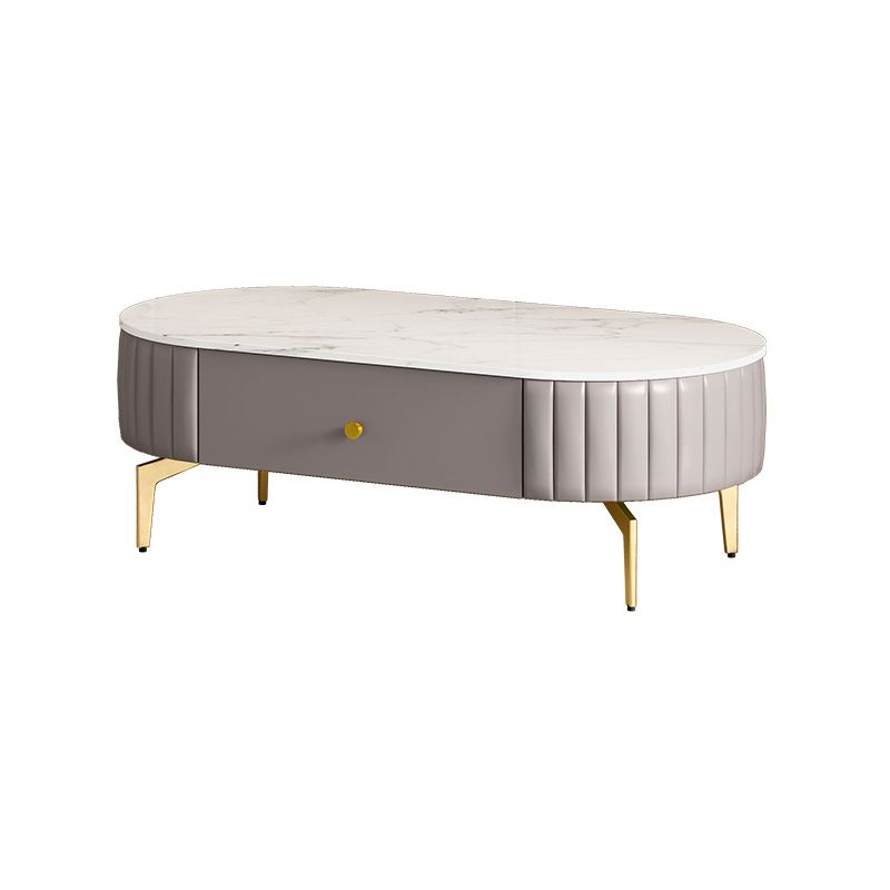 Glam 4 Legs Metal Coffee Table Draw included Oval Single Cocktail Table Clearhalo 'Coffee & Accent Tables' 'Coffee Tables' 'coffee_tables' 'furn' 'furn_coffee_tables' 'Furniture' 'Living Room Furniture' 1200x1200_023032ba-614c-4b6e-a694-081205646c63
