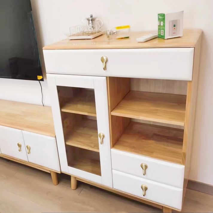 3 - Drawer Rubberwood Accent Cabinet 43.3" Tall 1 - Door Chest Clearhalo 'Cabinets & Chests' 'cabinets_chests' 'furn' 'furn_cabinets_chests' 'Furniture' 'Living Room Furniture' 1200x1200_0230556b-9b73-4191-901a-719e1fabb0a6