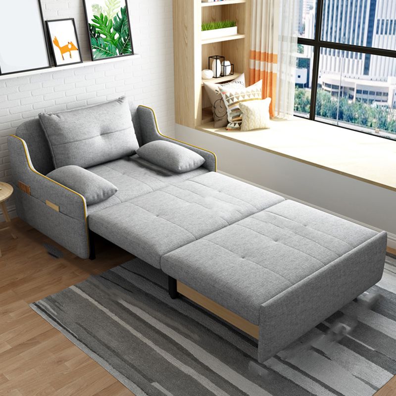 STOCK FUTON in futon e materasso in tessuto moderno grigio con cuscini