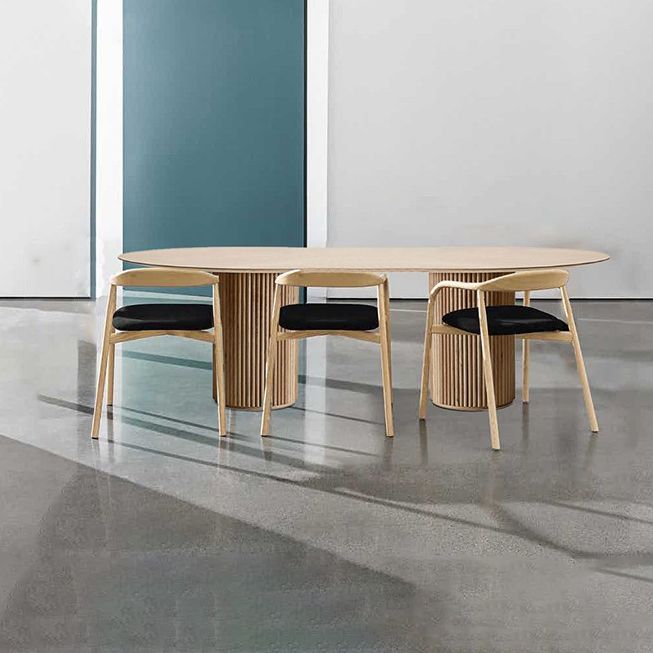 Modern Style Wooden Oval Office Desk 2 Legs Writing Desk for Office