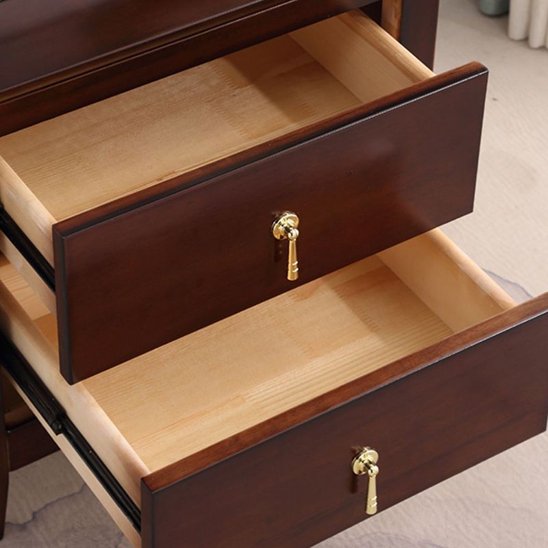 Mesa nocturna de madera sólida moderna con 2 cajones para sala de estar