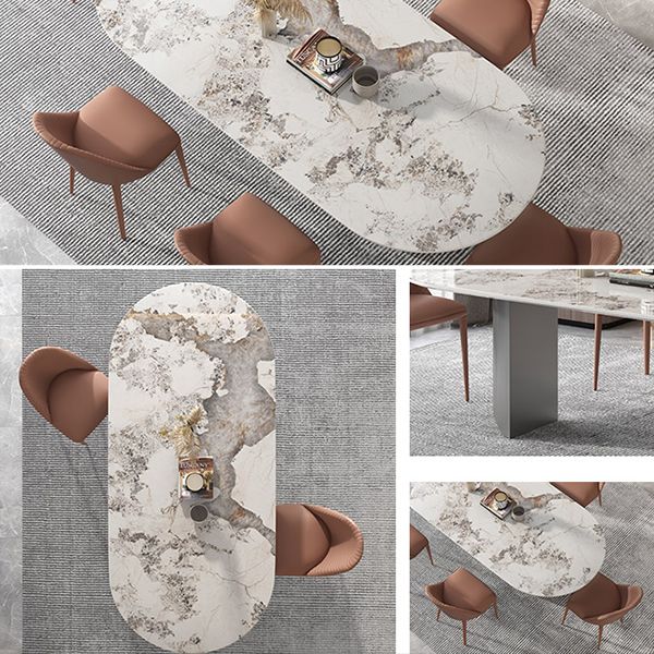 Sintered Stone Dining Table Modern Table in White with Grey Double Pedestal Clearhalo ' dining_table' 'Dining Tables & Seating' 'Dining Tables' 'furn' 'furn_dining_table' 'Furniture' 'furniture_dining_table' 'Kitchen & Dining Furniture' 'kitchen&dining_furn' 'kitchen' 'kitchen_dining_table' 1200x1200_0234eb39-3a7f-45f7-9e57-b3f4f4d841a2