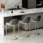 Glam Grey Metal Barstool Faux Cuero Tapato tapizado con base de oro con base de oro