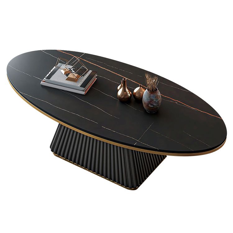 Glam Pedestal Cocktail Table Oval Coffee Cocktail Table for Home