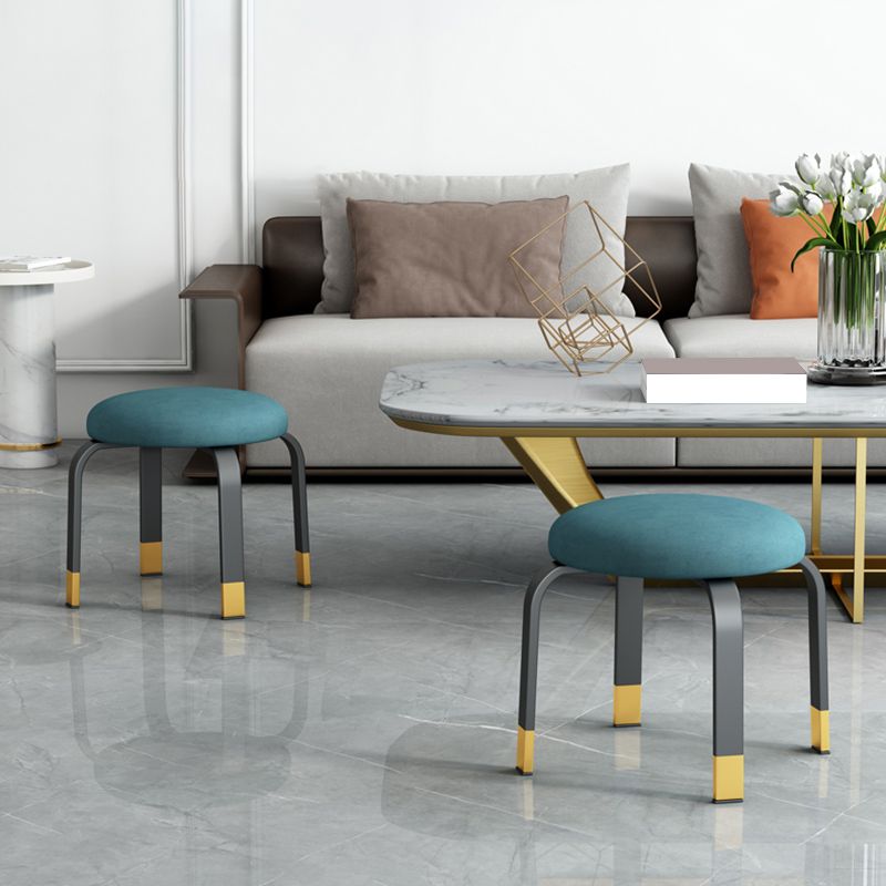 Fabric Round Water Resistant Ottoman Modern Solid Color Metal Frame Ottoman Clearhalo 'furn' 'furn_ottomans_poufs' 'Furniture' 'Living Room Furniture' 'Ottomans & Poufs' 'ottomans_poufs' 1200x1200_0236924d-e715-4f5a-b305-65ac47d82d89