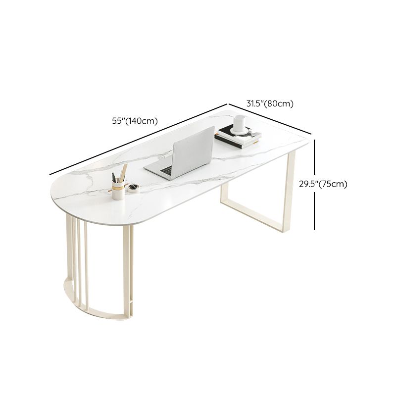 Contemporary Stone Writing Desk Bedroom Office Desk with White Legs Clearhalo 'furn' 'furn_office_desk' 'Furniture' 'Office Desks' 'Office Furniture' 'office_desk' 1200x1200_02380f99-f4d5-450f-878c-dc702d583c34