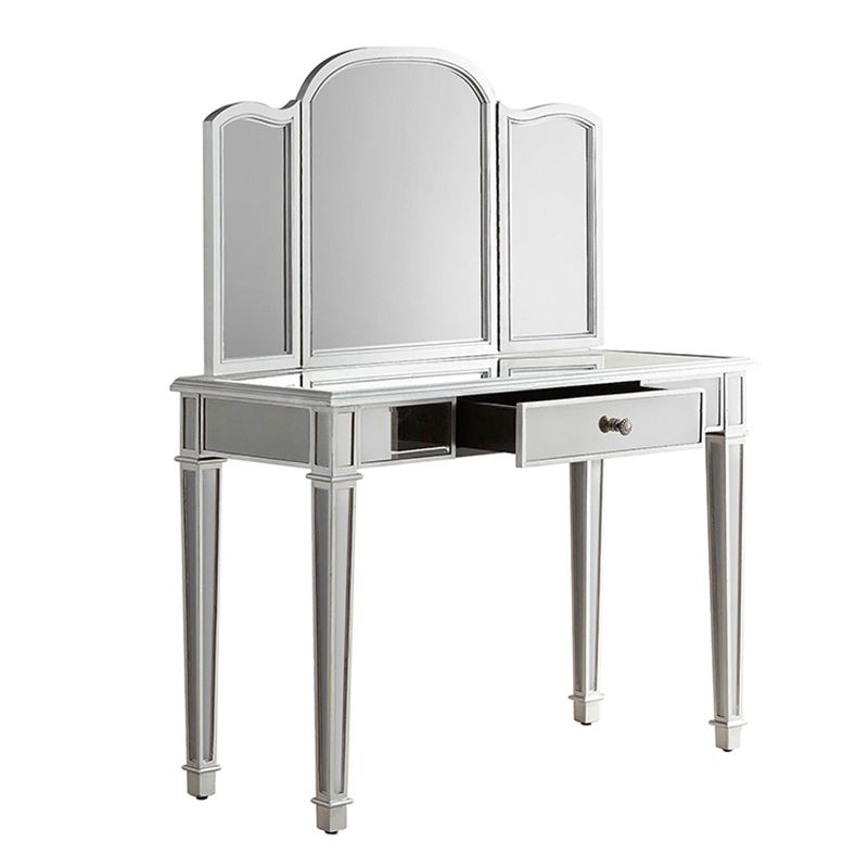 3つの収納引き出し付きスリバーバニティセットガラスメイクアップバニティ、17.71 "幅