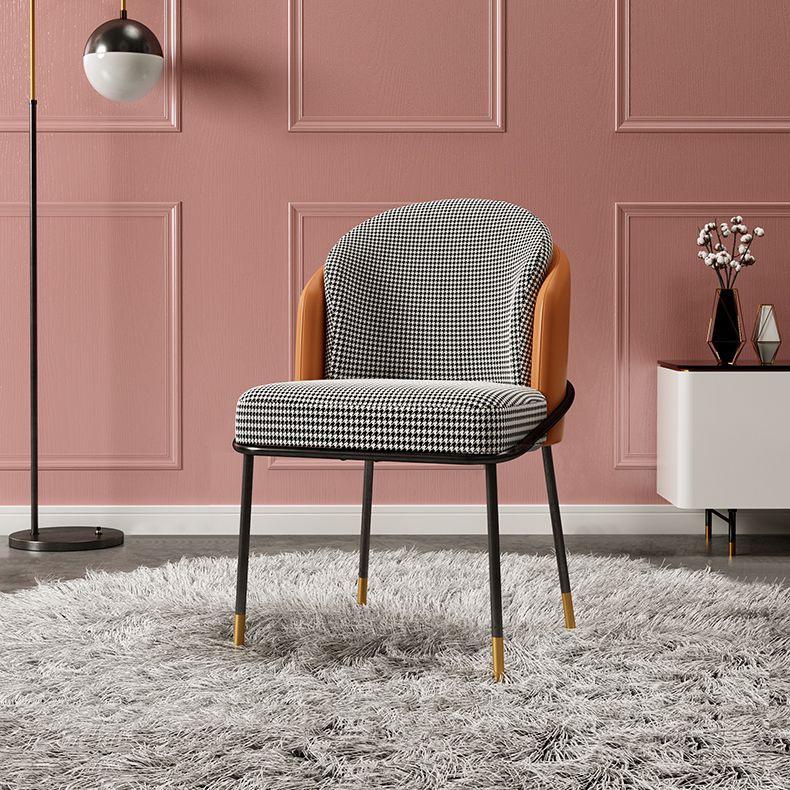 Glam Style Metal Dining Room Chairs Armless Linen Fabric Dining Chair for Home Use Clearhalo ' kitchen&dining_furn' 'Dining Chairs' 'Dining Tables & Seating' 'dining_chair' 'furn' 'furn_dining_chair' 'Furniture' 'furniture_dining_chair' 'Kitchen & Dining Furniture' 'kitchen' 1200x1200_023bf430-1914-4f4b-bb5d-2ded6b1e07b6