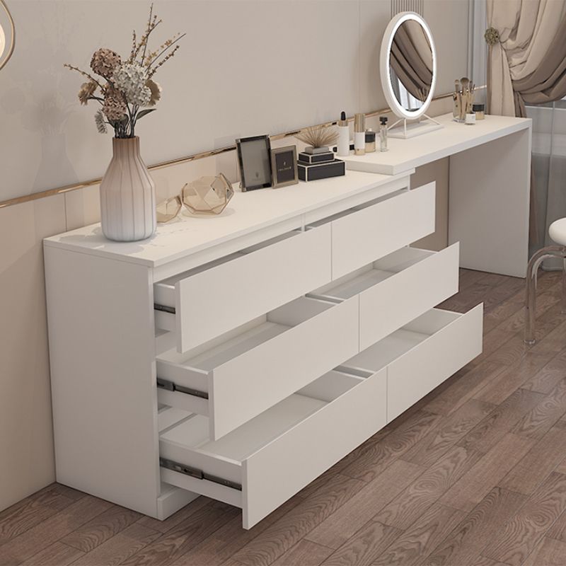 Modern Bright White With Drawer Bedroom Lighted Mirror Solid Wood Dressing Table Clearhalo 'Bedroom Furniture' 'furn' 'furn_makeup_vanities' 'Furniture' 'Makeup Vanities' 'makeup_vanities' 1200x1200_023d7483-5d61-4392-b79a-636e08a7d1bd