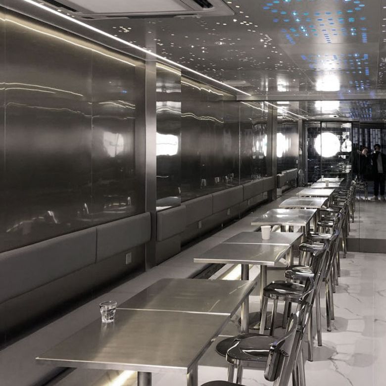 Metal Industrial Square Dining Table Stainless Steel Table for Kitchen and Dining Room Clearhalo 'Dining Tables & Seating' 'Dining Tables' 'dining_table' 'furn' 'furn_dining_table' 'Furniture' 'Kitchen & Dining Furniture' 1200x1200_023e3b33-8573-445f-924e-fdabc7558f54