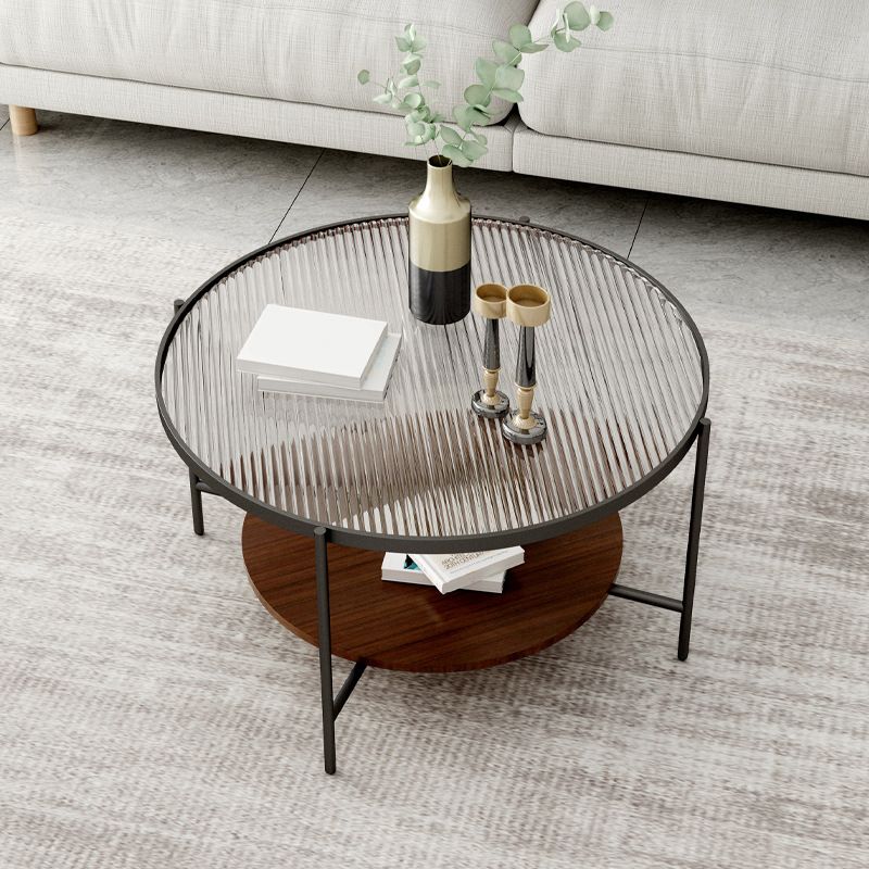 Modern Single Coffee Table Round Glass Coffee Table with 4 Legs