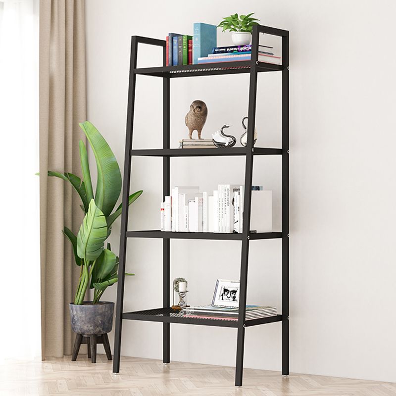 Scandinavian Open Back Bookshelf Ladder Metal Bookcase with Shelves
