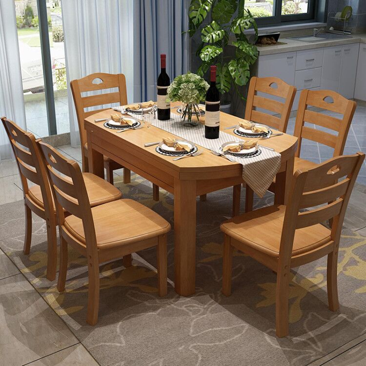 Modern Style Dining Table Solid Wood Butterfly Leaf Dining Table for Kitchen Use Clearhalo 'Dining Tables & Seating' 'Dining Tables' 'dining_table' 'furn' 'furn_dining_table' 'Furniture' 'Kitchen & Dining Furniture' 1200x1200_0242554b-5d7a-4bd5-b2df-a84b74caf107