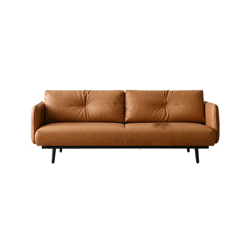 Faux Leather Standard Sofa Square Arm Sofa withTufted Back in Solid Wood Clearhalo 'furn' 'furn_sofas' 'Furniture' 'Living Room Furniture' 'Sofa' 'sofas' 1200x1200_02431e82-8659-4181-8c83-b09c34a8f4c0