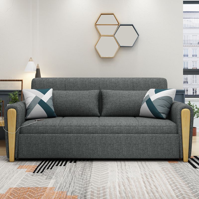 Da 30,7 "divano futon largo con archiviazione in lino pieghevole scandinavo