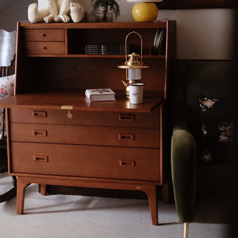 Mid-Century Modern Wood Accent Chest in Ash 46" Tall 5 Drawers Cabinet Clearhalo 'Cabinets & Chests' 'cabinets_chests' 'furn' 'furn_cabinets_chests' 'Furniture' 'Living Room Furniture' 1200x1200_02467277-19bb-4e93-97b0-c7ae70a7fcfc