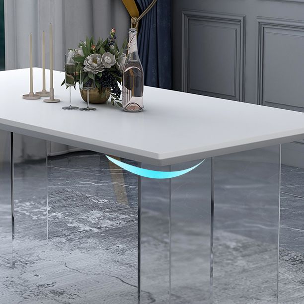 Modern 1/4/5 Pieces Dining Set Rectangular Acrylic Double Pedestal Dinette Set Clearhalo 'Dining Room Sets' 'Dining Tables & Seating' 'dining_room_set' 'furn' 'furn_dining_room_set' 'Furniture' 'furniture_dining_room_set' 'Kitchen & Dining Furniture' 'kitchen&dining_furn' 'kitchen' 1200x1200_0248263c-bd95-4cd8-91b9-daeaed5a949f