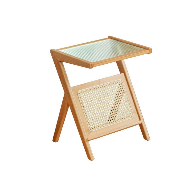 Tavolo di fascia alta in vetro 21.6 "tavolo da gambe a croce alta con scaffale per soggiorno