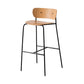 Contemporary Wooden Backrest Counter High Stool with Metal 4 Legs