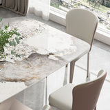 Contemporain 1/4/5/7 Pièces Ensemble de restauration Rectangle Table à manger en pierre en blanc