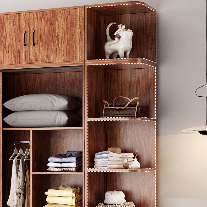 Contemporary Wardrobe Closet with Garment Rod Wooden Wardrobe Cabinet