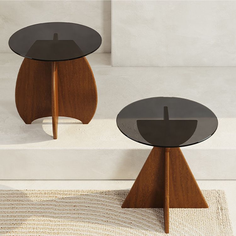 Tavolino contemporaneo in vetro astratto top rotondo del salotto