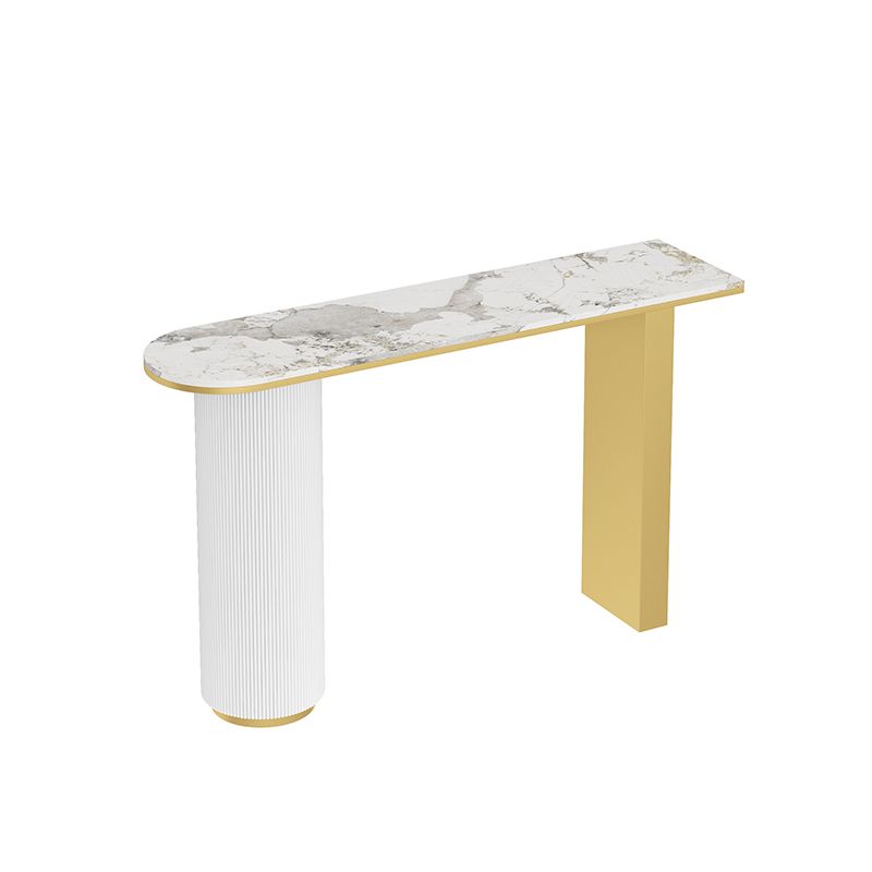 Glam Half Moon Console Table Marble Stain Resistant Scratch Resistant Console Clearhalo 'Console Tables' 'console_tables' 'Entry & Mudroom Furniture' 'furn' 'furn_console_tables' 'Furniture' 1200x1200_0256b59e-46ed-417c-81cf-7ee4e4604afd