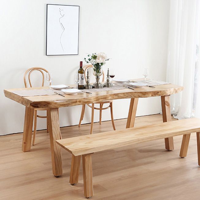 Modern Khaki Solid Wood Dining Table Rectangle Kitchen Dining Table with 4 Legs Base Clearhalo ' dining_table' 'Dining Tables & Seating' 'Dining Tables' 'furn' 'furn_dining_table' 'Furniture' 'furniture_dining_table' 'Kitchen & Dining Furniture' 'kitchen&dining_furn' 'kitchen' 'kitchen_dining_table' 1200x1200_0256f472-1f1a-4051-96d8-341eaffd6500