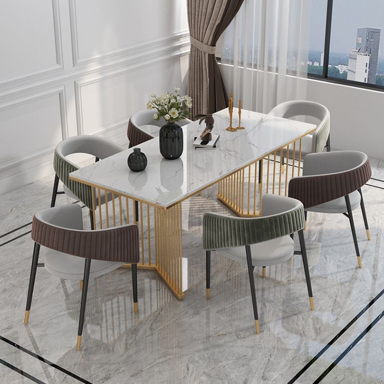 Glam 1/5/7 Pieces Dining Set Rectangle Stone Dining Table for Dining Room Clearhalo 'Dining Room Sets' 'Dining Tables & Seating' 'dining_room_set' 'furn' 'furn_dining_room_set' 'Furniture' 'furniture_dining_room_set' 'Kitchen & Dining Furniture' 1200x1200_0258689c-c2f4-4215-8774-f1a1fff425fb