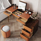 Glam Make-up Vanity Flip-Top Leather 5-Drawers Mirror Vanity Set Clearhalo 'Bedroom Furniture' 'furn' 'furn_makeup_vanities' 'Furniture' 'Makeup Vanities' 'makeup_vanities' 1200x1200_0258b60a-ba8e-4789-a5da-6048904b8b55