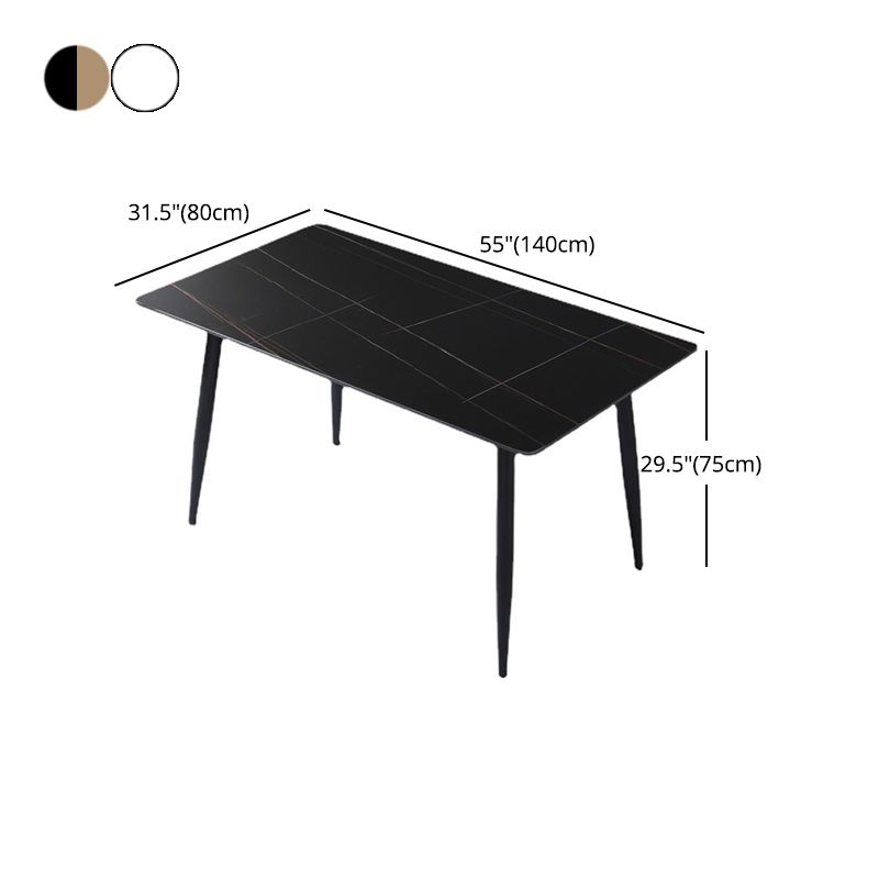 Mesa de comedor rectangular de mármol negro moderno para cocina
