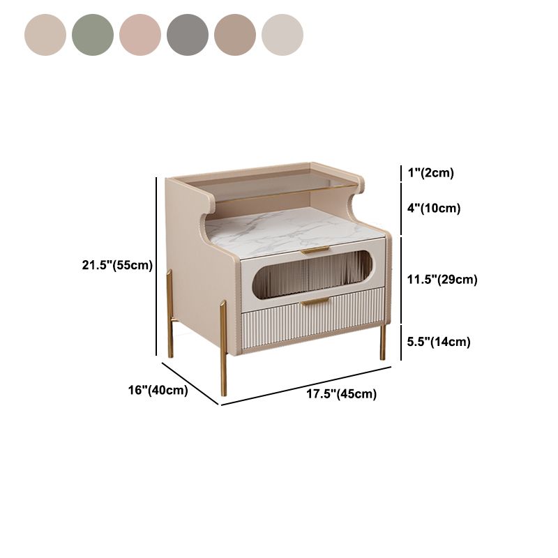 Nightand en faux cuir contemporain 21,65 "Tall 2 - Tiroir de nuit