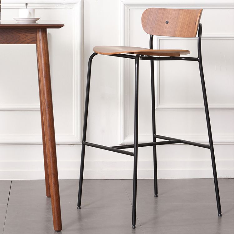 Modern Style Low Back Bar-stool Wooden Bar Stool with Metal Legs Clearhalo 'Bar Furniture' 'Bar Stools' 'bar_stools' 'furn' 'furn_bar_stools' 'Furniture' 'furniture_bar_stools' 'Kitchen & Dining Furniture' 1200x1200_02599f6c-09b7-41ce-9837-a1589328d85b