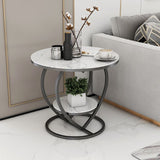Luxury Marble Round Accent Side Table Abstract Metal Frame End Table with Shelf Clearhalo 'Coffee & Accent Tables' 'End & Side Tables' 'end_side_table' 'end_side_tables' 'furn' 'furn_end_side_tables' 'Furniture' 'furniture_end_side_table' 'Living Room Furniture' 1200x1200_025c8309-add3-46f4-a4cd-9b8eebf08110