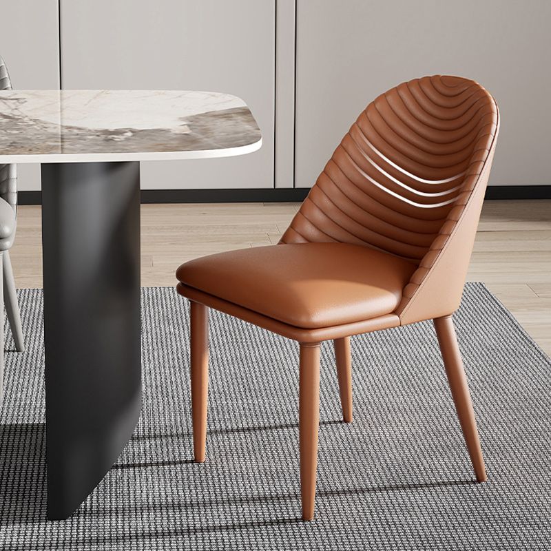 Minimalist Style Solid Back Armless Dining Chairs Leather Dining Chairs Clearhalo 'Dining Chairs' 'Dining Tables & Seating' 'dining_chair' 'furn' 'furn_dining_chair' 'Furniture' 'Kitchen & Dining Furniture' 1200x1200_025fd0cb-e1cb-433b-a03e-70169daede6e
