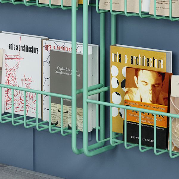 Contemporary Metal Bookcase Wall Mounted Closed Back Bookshelf for Home Office