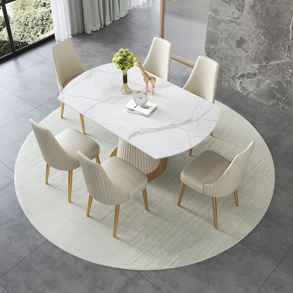 Glam Sintered Stone Dining Room Set with Round Table Space-Saving Design Dining Table Furniture Clearhalo 'Dining Room Sets' 'Dining Tables & Seating' 'dining_room_set' 'furn' 'furn_dining_room_set' 'Furniture' 'furniture_dining_room_set' 'Kitchen & Dining Furniture' 'kitchen&dining_furn' 'kitchen' 1200x1200_0262b92d-94e6-4500-8897-24118414b6cf