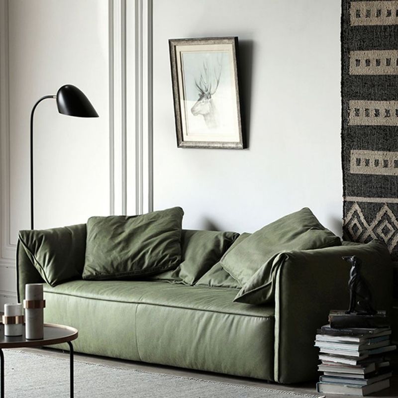 Living Room Faux Leather Settee Green Slipcovered Sofa with Pillow Top Arm Clearhalo 'furn' 'furn_sofas' 'Furniture' 'furniture_sofas' 'Living Room Furniture' 'Sofa' 'sofas' 1200x1200_0262f8ae-cb44-4ddc-bb57-4520f9b49064