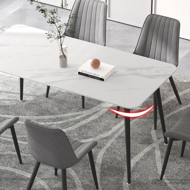 Contemporary Sintered Stone Top Stand Rectangular Dining Set White Standard Dining Set for Kitchen Clearhalo 'Dining Room Sets' 'Dining Tables & Seating' 'dining_room_set' 'furn' 'furn_dining_room_set' 'Furniture' 'furniture_dining_room_set' 'Kitchen & Dining Furniture' 'kitchen&dining_furn' 'kitchen' 1200x1200_0264b5f4-5697-41b5-991e-20e912e6f829