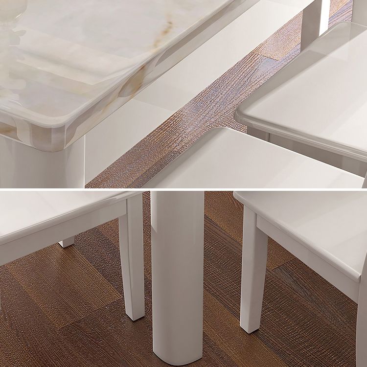 Minimalist Marble Dining Set with Rectangle Table White Dining Set with 4 Legs Base Clearhalo 'Dining Room Sets' 'Dining Tables & Seating' 'dining_room_set' 'furn' 'furn_dining_room_set' 'Furniture' 'furniture_dining_room_set' 'Kitchen & Dining Furniture' 'kitchen&dining_furn' 'kitchen' 1200x1200_0264ce98-909b-48d4-bf3c-3d61aa22e0c0