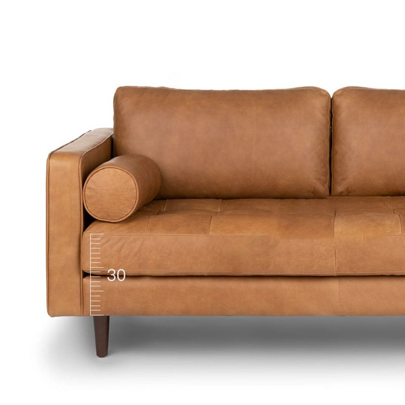 Zeitgenössischer fleckresistenter Ledersofa quadratischer Arm Liebesseat für Wohnzimmer