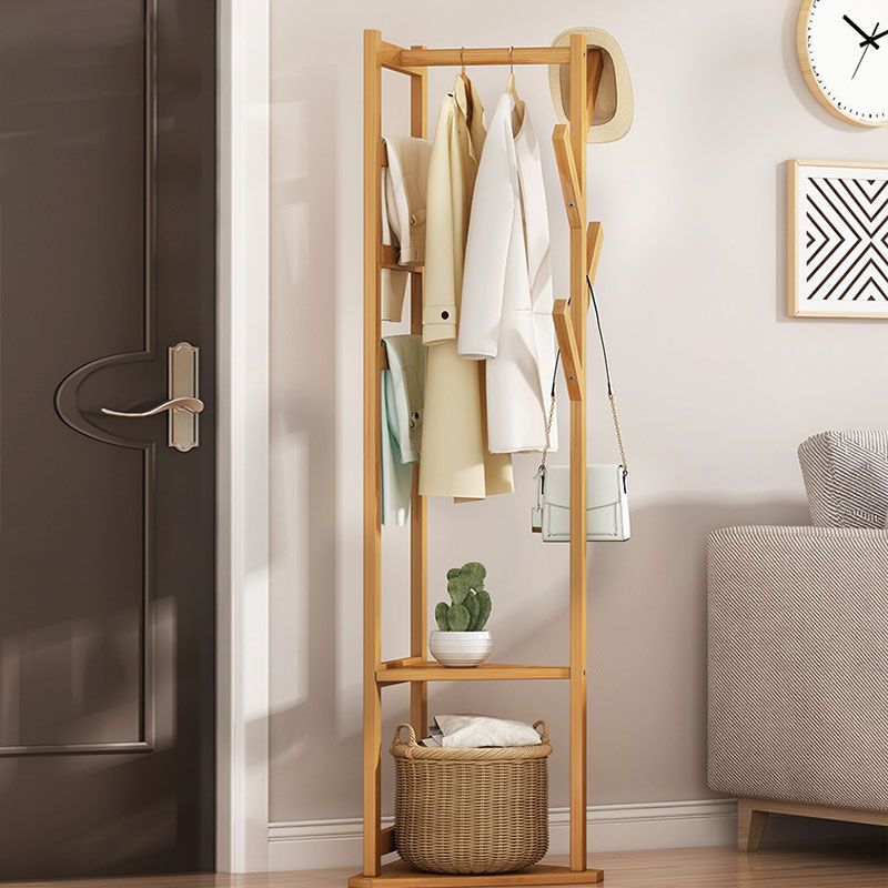 Modern Wood Entry Hall Tree Free Standing Coat Rack with 4 Hooks ...